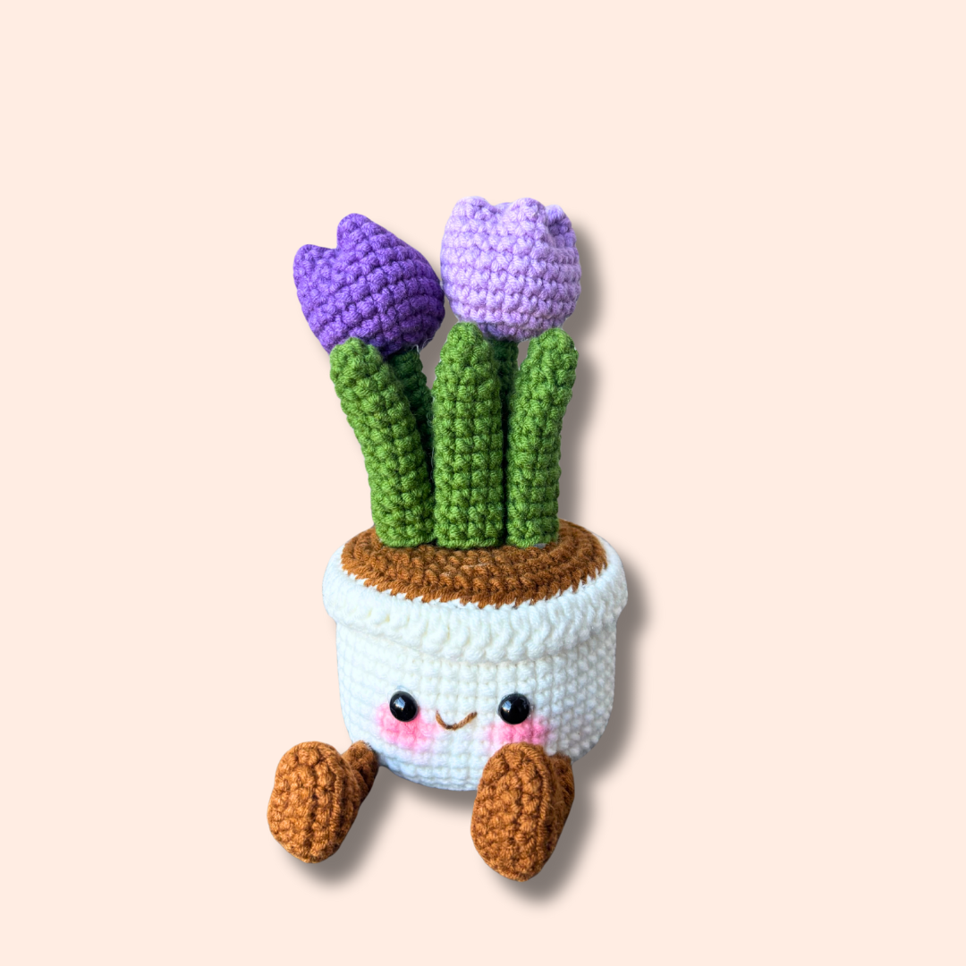Handmade crocheted tulip pot
