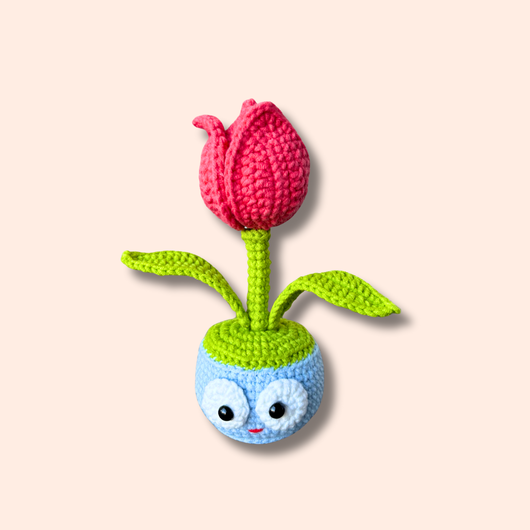 Cute handmade crocheted tulip pot.