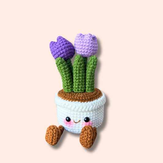 Handmade crocheted tulip pot