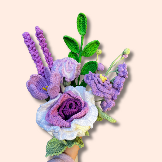 Crocheted Purple Blooms Bouquet
