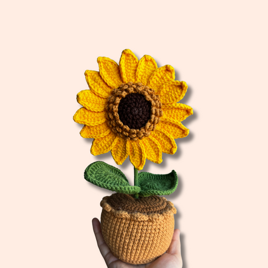 Crocheted Giant Sunflower Pot