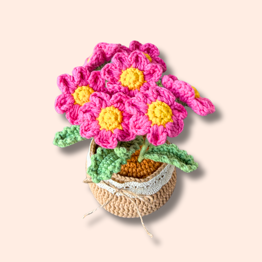 Big handmade crocheted daisy plant