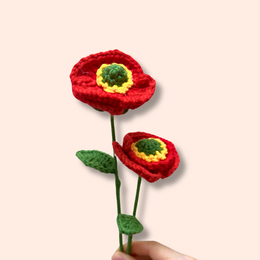 Handmade Crochet Poppy Flower